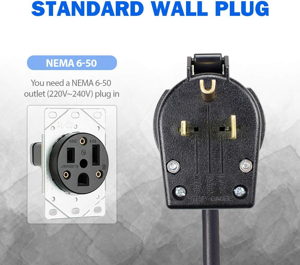 Portable Electric Vehicle Charger, NEMA 6-50 220V-240V 20ft Cable, SAE J1772 L5604