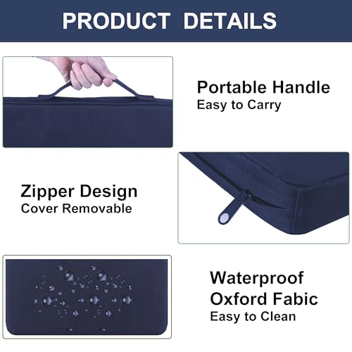 2 Inches Thick Waterproof Oxford Fabric Stadium Seat Cushions Set of 2 (Black) Z626
