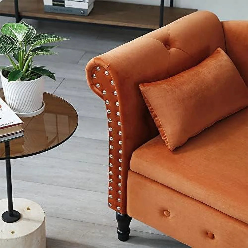 60.6" Tufted Velvet Indoor Chaise Lounge Chair E828082
