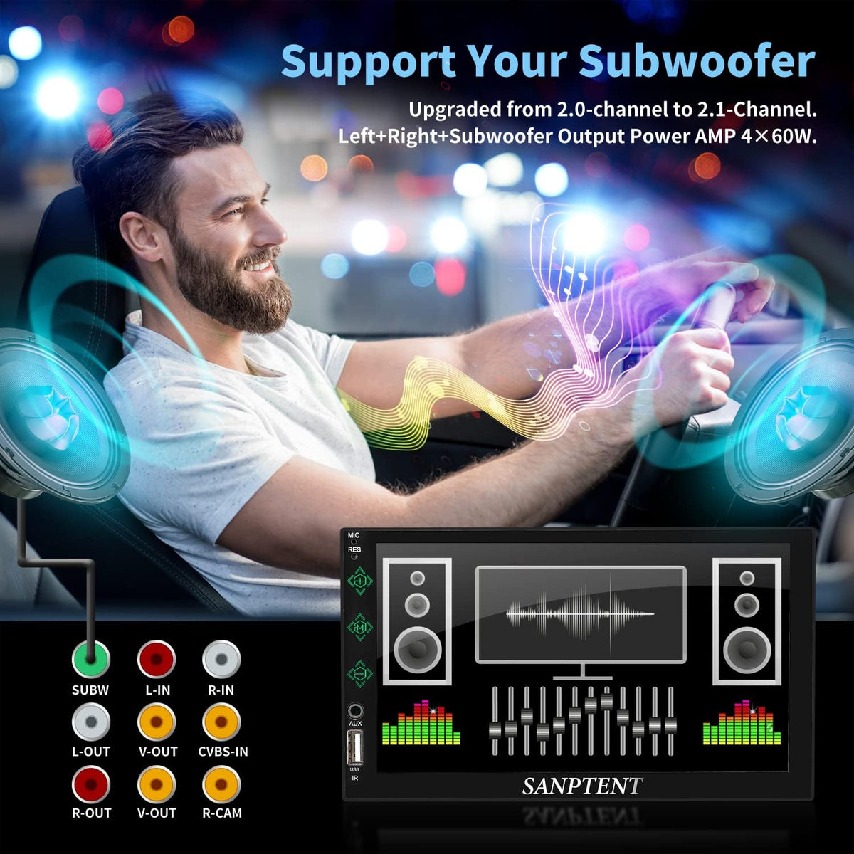 7-Inch Touch Screen Double Din Car Stereo with Bluetooth I1166
