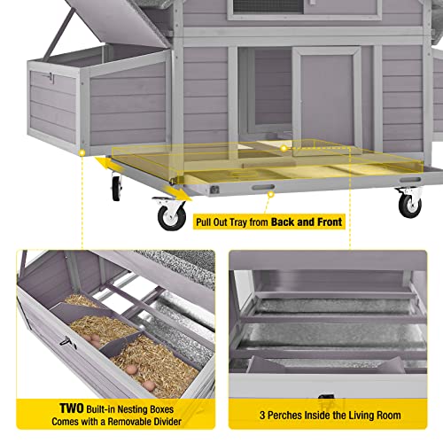 Portable Chicken Coop with Wheels and Nesting Box O544