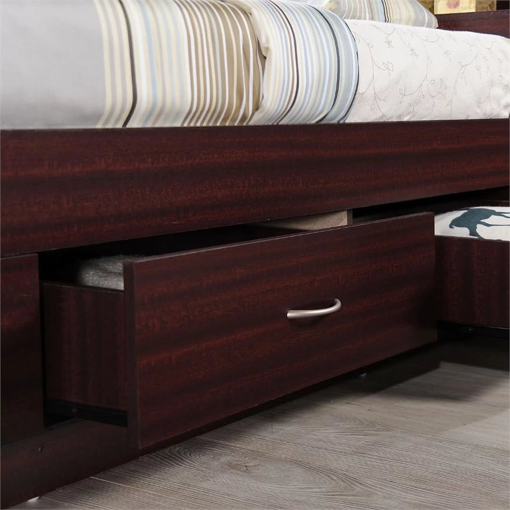 2 Piece Bedroom Set with Captain Bed and 2 Door Armoire in Mahogany L274