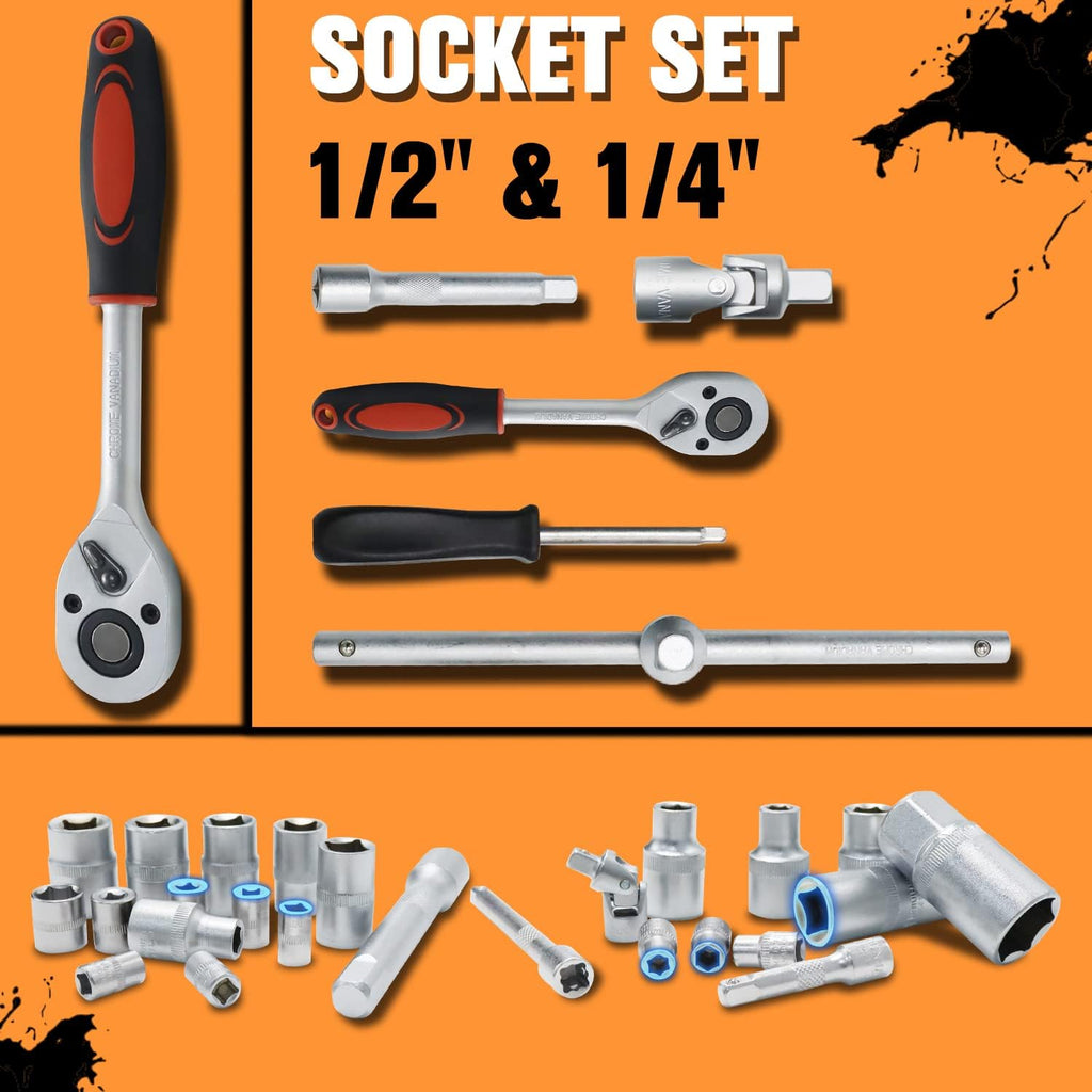 187-Piece Tool Kit with Wheels Tool Box J47461