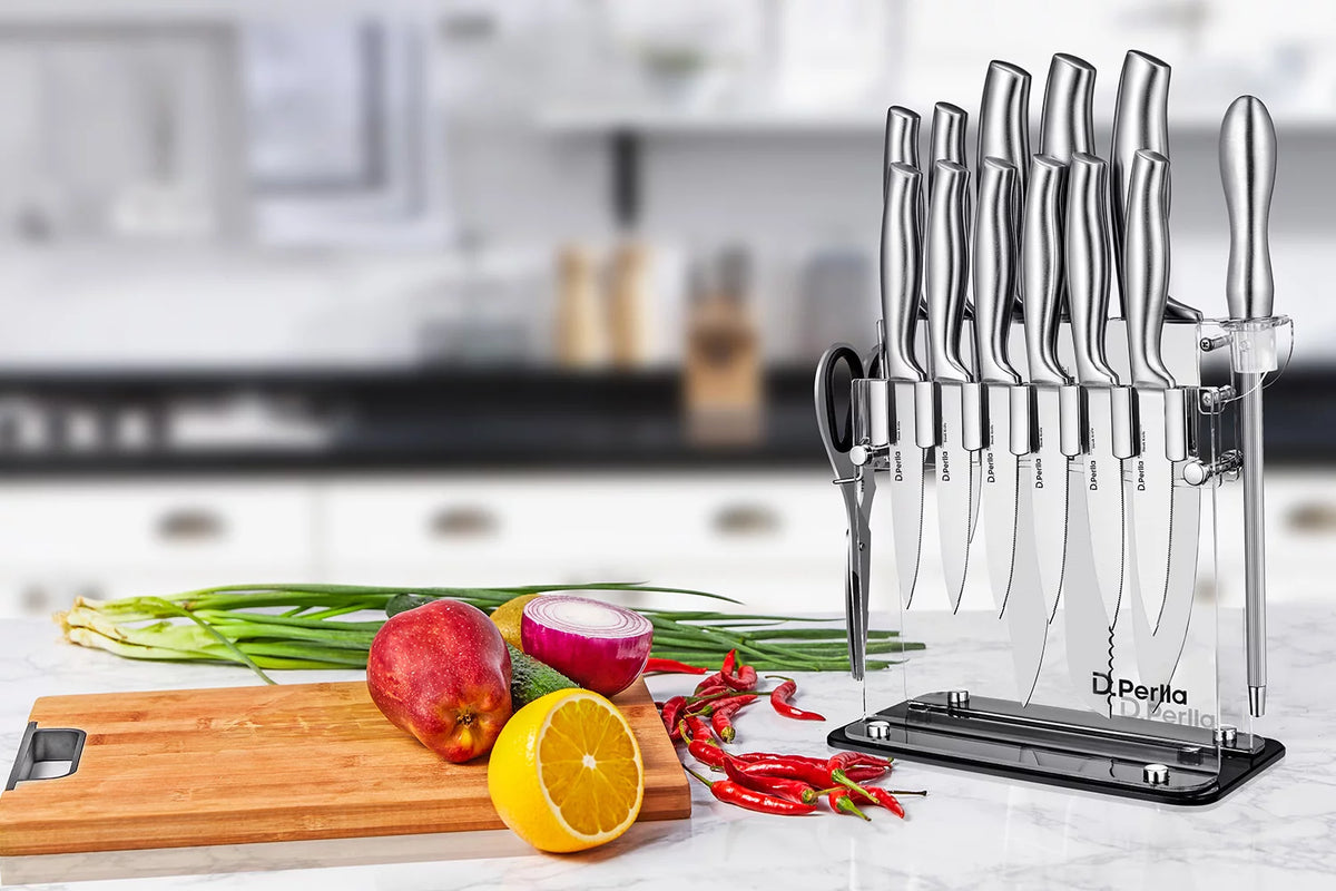 14 Piece High Carbon Stainless Steel Kitchen Knife Set with Acrylic Stand K40513