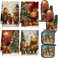 8 Pcs Christmas Kitchen Towel Oven Mitts and Pot Holders Set A821259