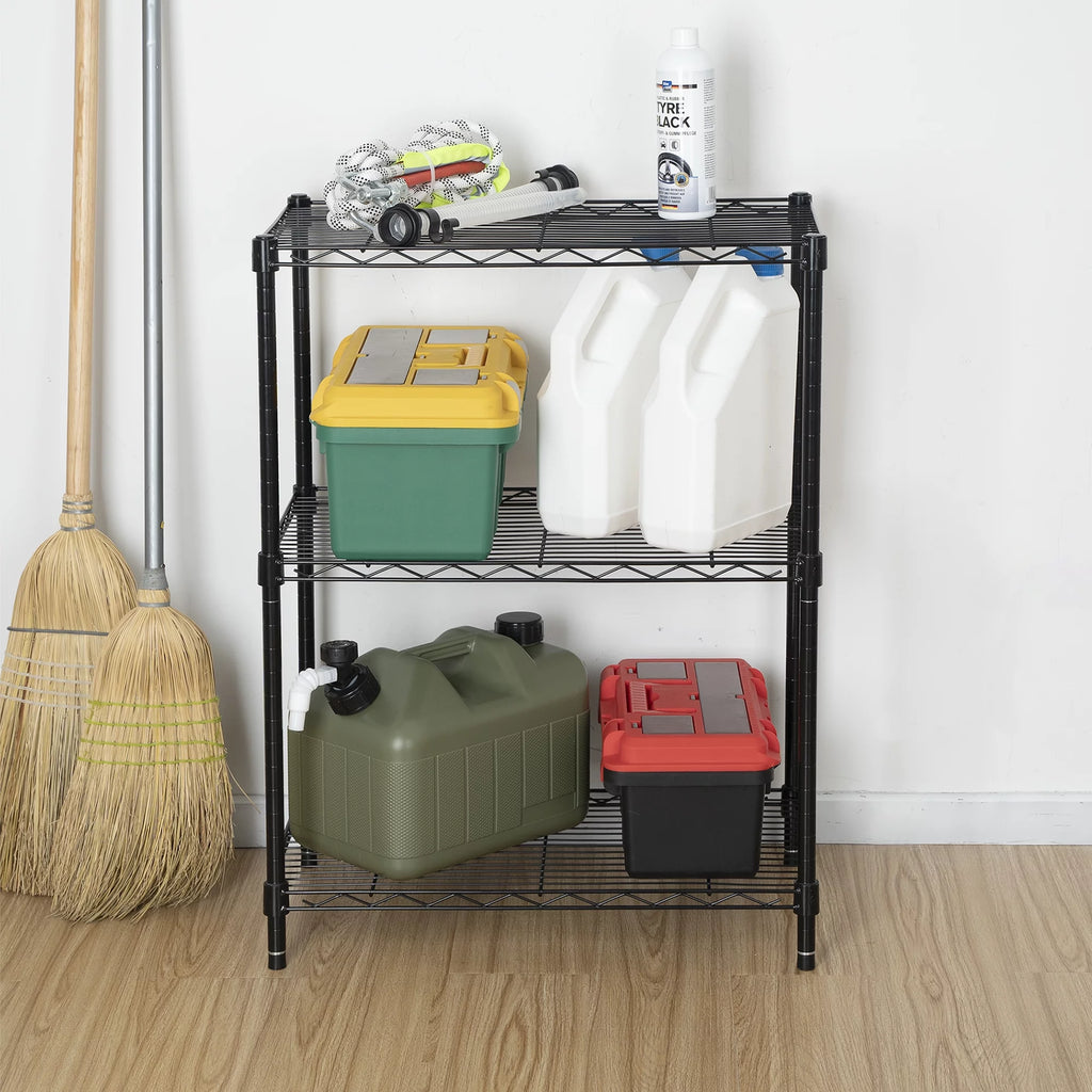 3-Tier Black Wire Shelving Rack M817009