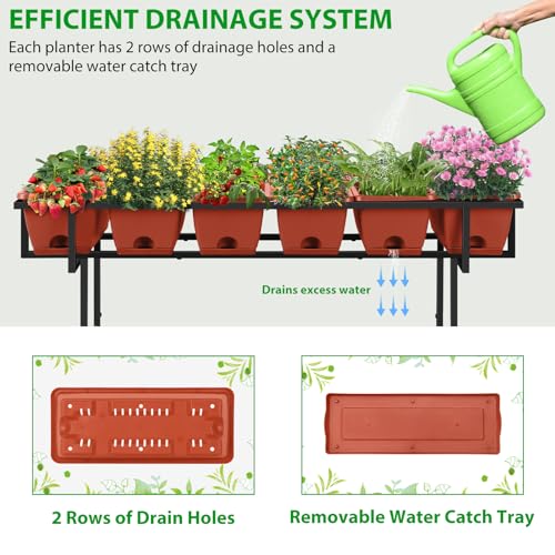 Black Raised Plastic Garden Bed with Legs and Wheels V92737
