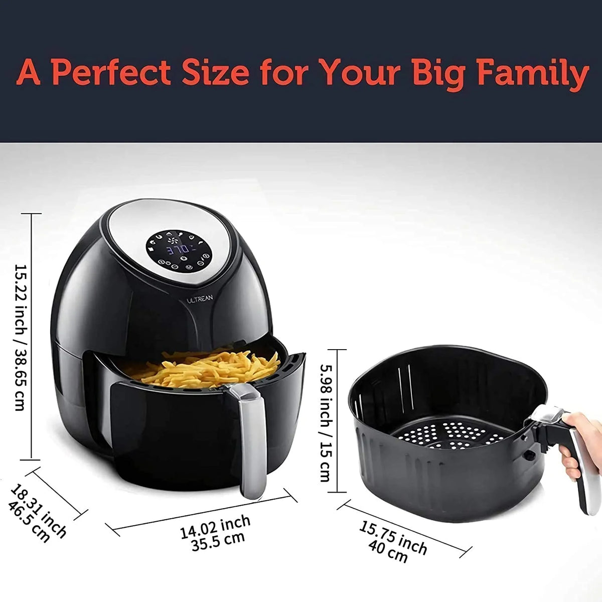 Large Air Fryer 8.5 Quart with Touch Screen (Black) U9885