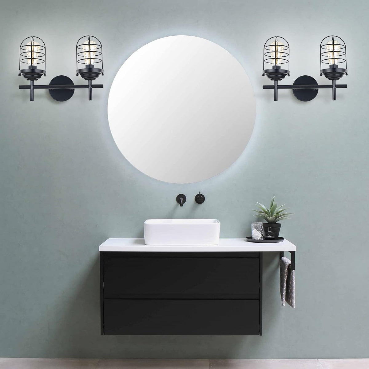 Black Vanity Light Wall Sconce W356