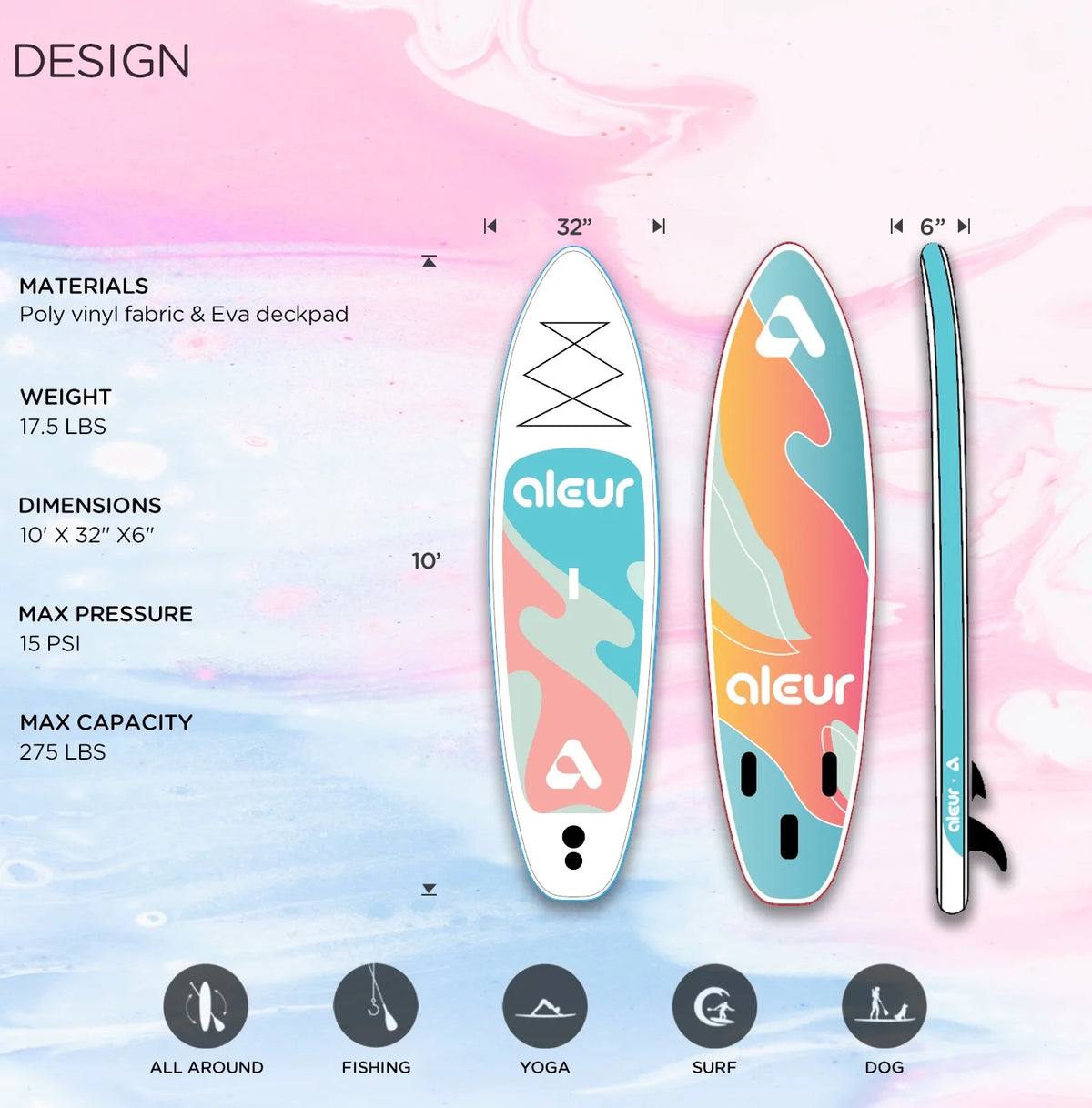 Inflatable Stand Up Paddle Board Package with Backpack, Leash, Paddle and Hand Pump U734