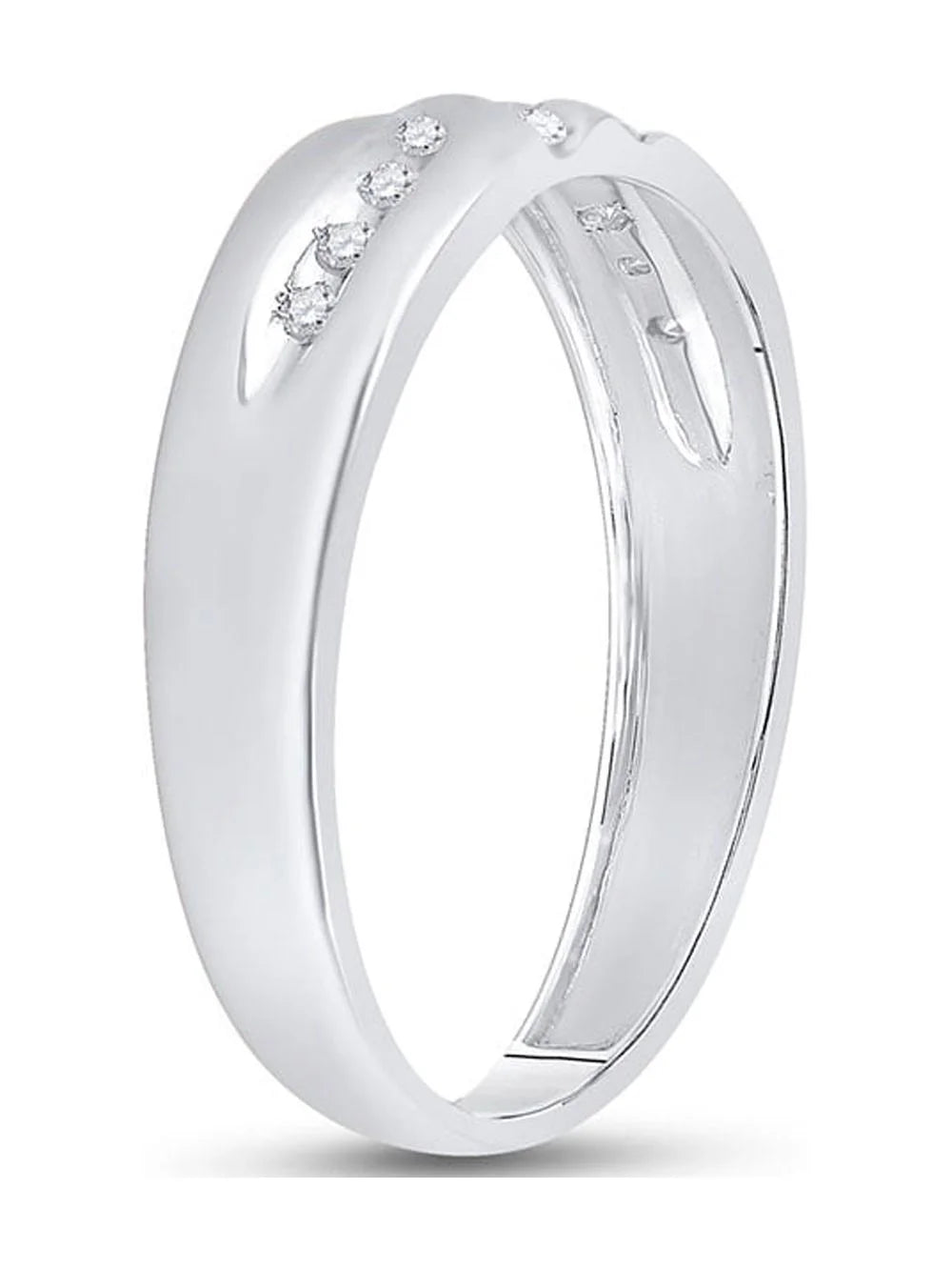 10kt White Gold Mens Diamond Wedding Band Ring 1/8 Cttw Size 8 O3561