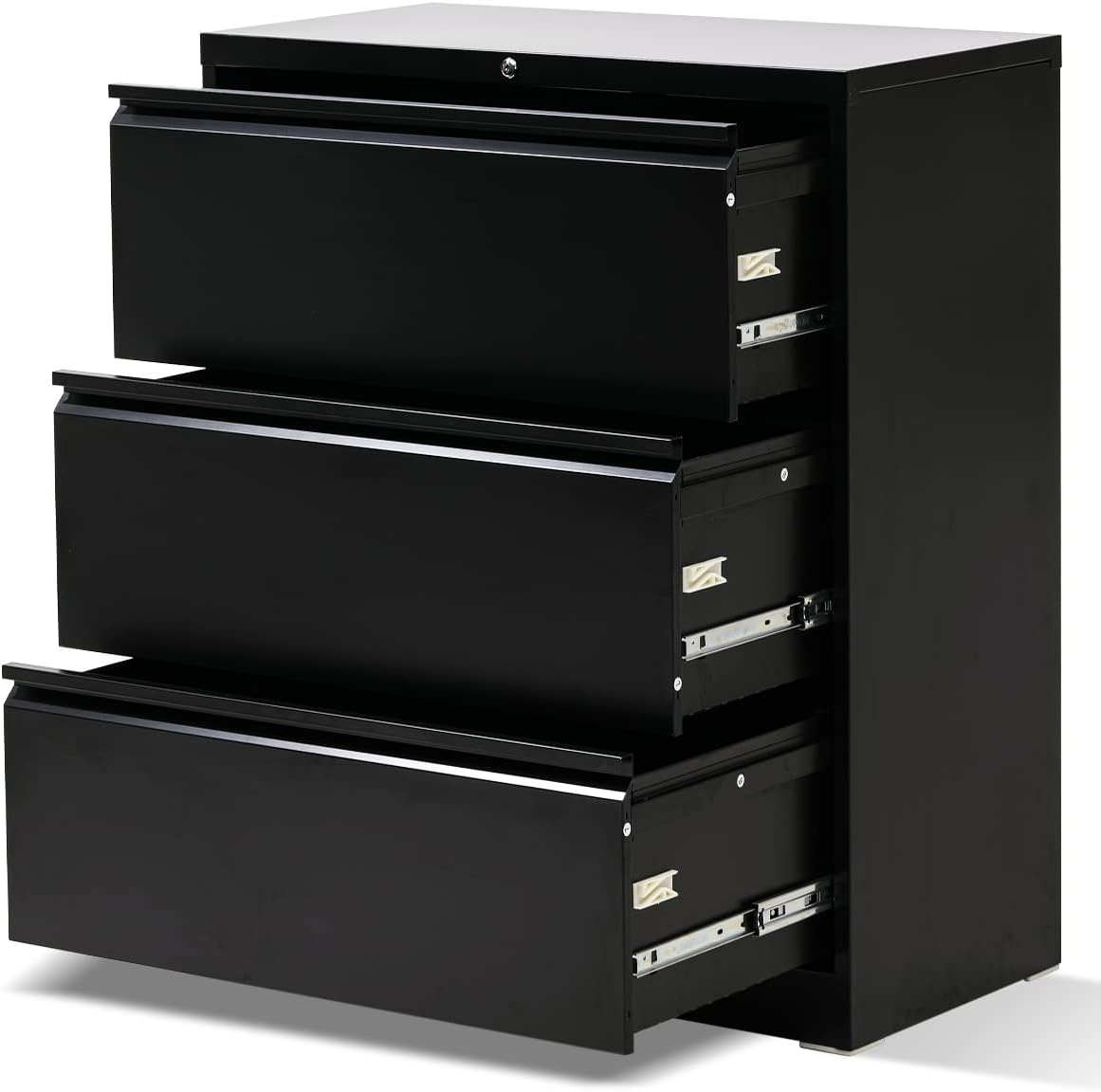 White 3 Drawer Lateral File Cabinet with Lock D5700