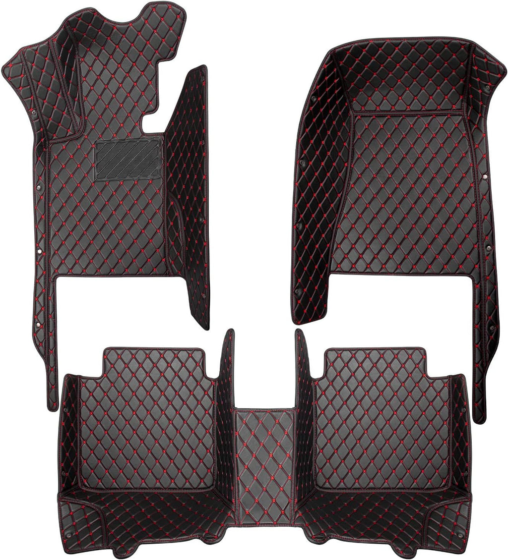 Leather Car Floor Mats 1st & 2nd Row Black Z90938