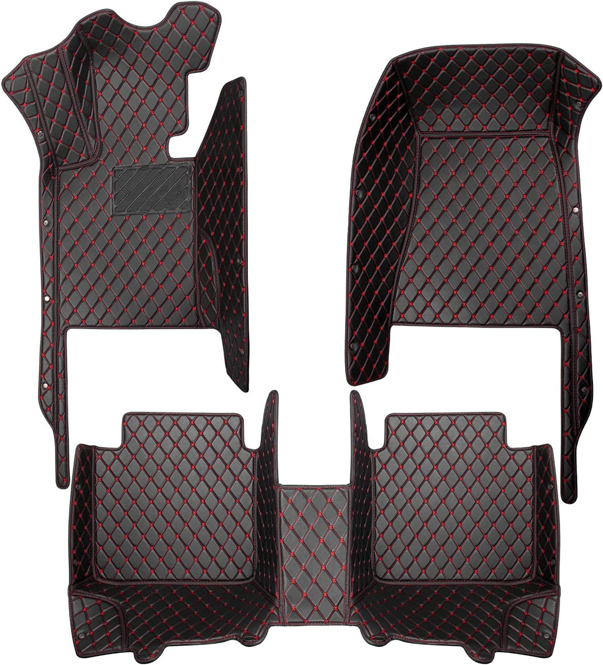 Leather Car Floor Mats 1st & 2nd Row Black Z90938