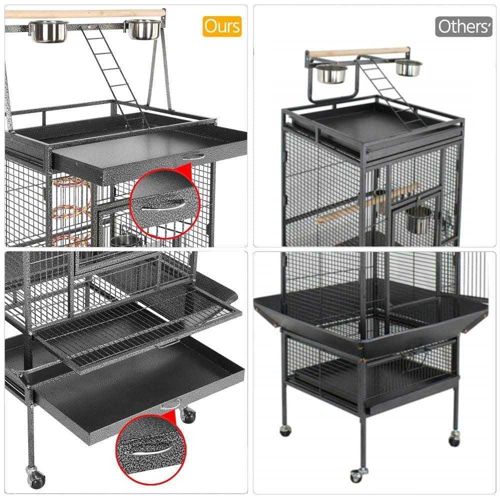 Wrought Iron Rolling Large Parrot Bird Cage I399