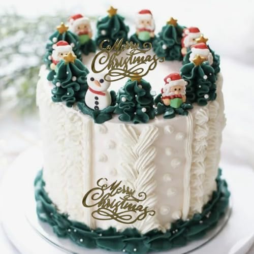 Gold Acrylic Mirror Christmas Cake Toppers 10Pcs P51291