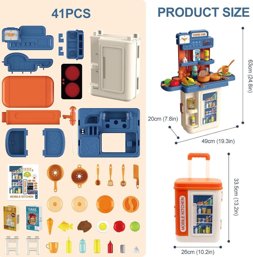 4 in 1 Kitchen Playset with 41pcs Realistic Cooking Accessories R40514