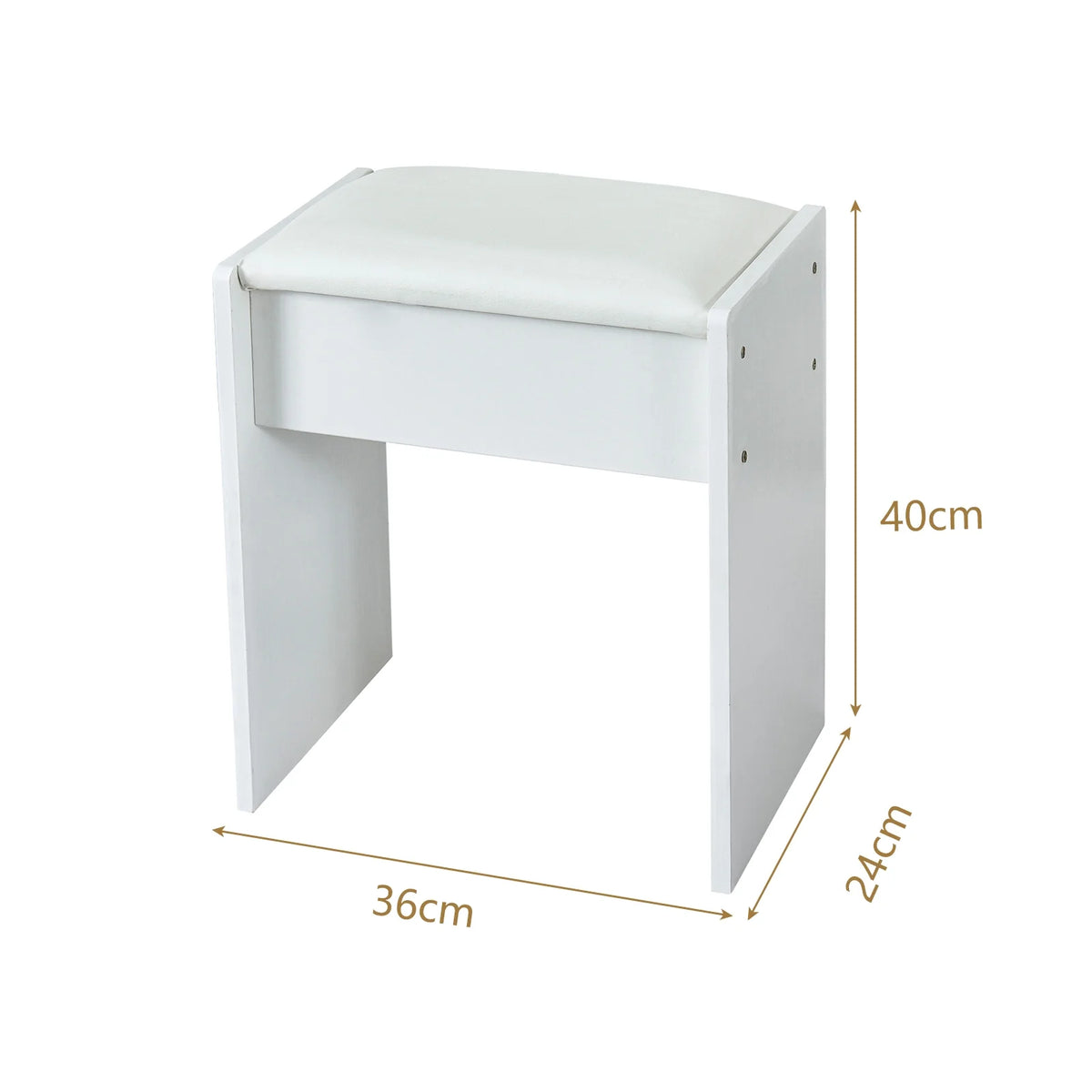 White Vanity Set with LED Lights, Stool, 5 Drawers V1494