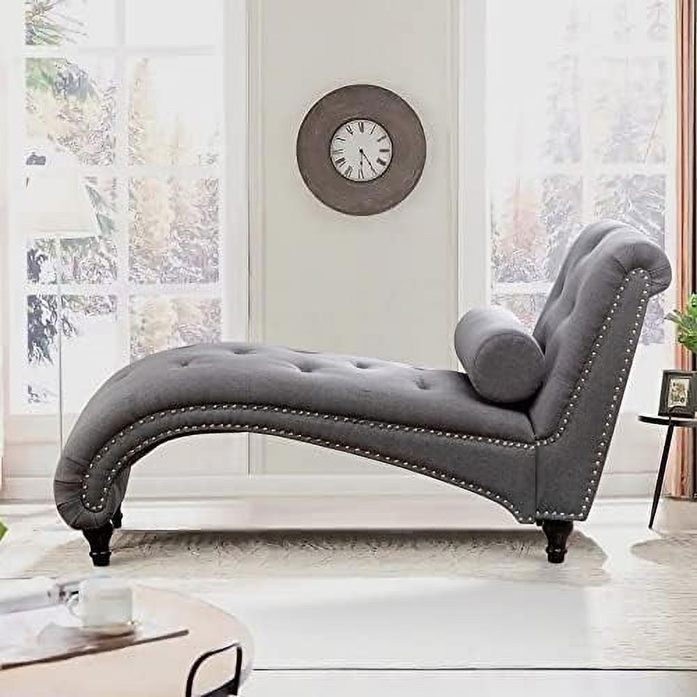 Gray Upholstered Chaise Lounge Chair L759