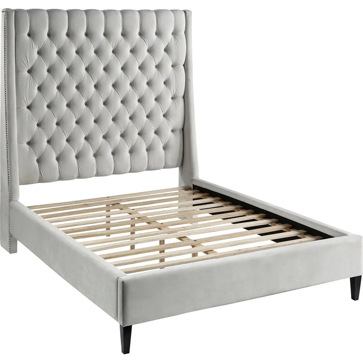 Cream Velvet Queen Bed I193219