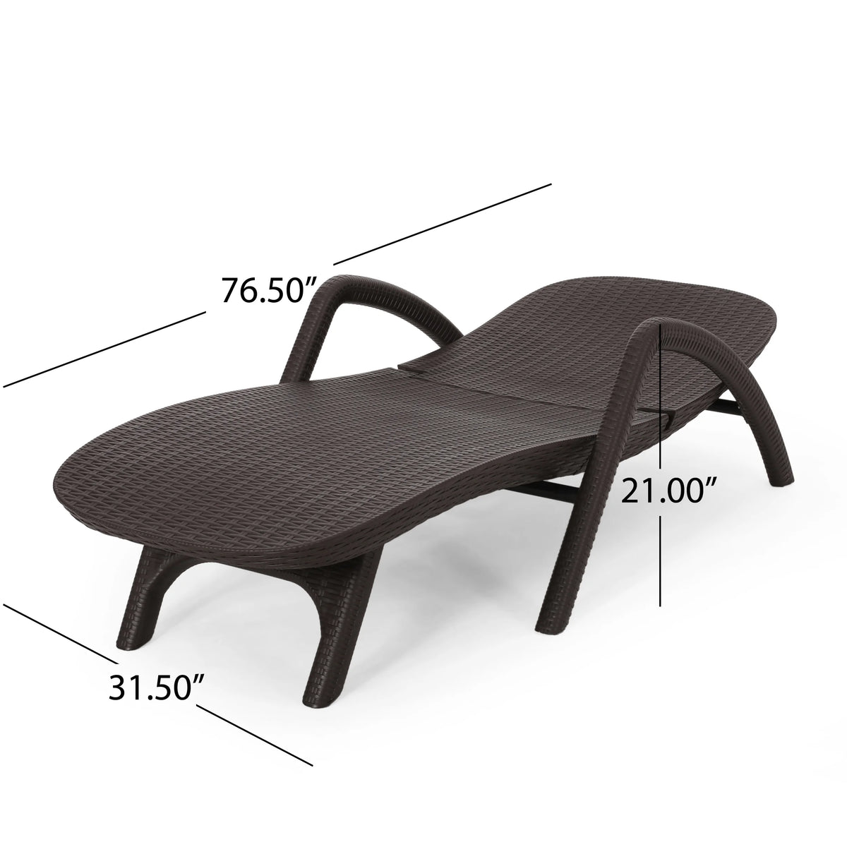 Dark Brown Faux Wicker Chaise Lounges Set of 2 O79167