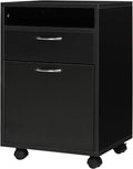Black Mobile File Cabinet with Lockable Drawer D546658