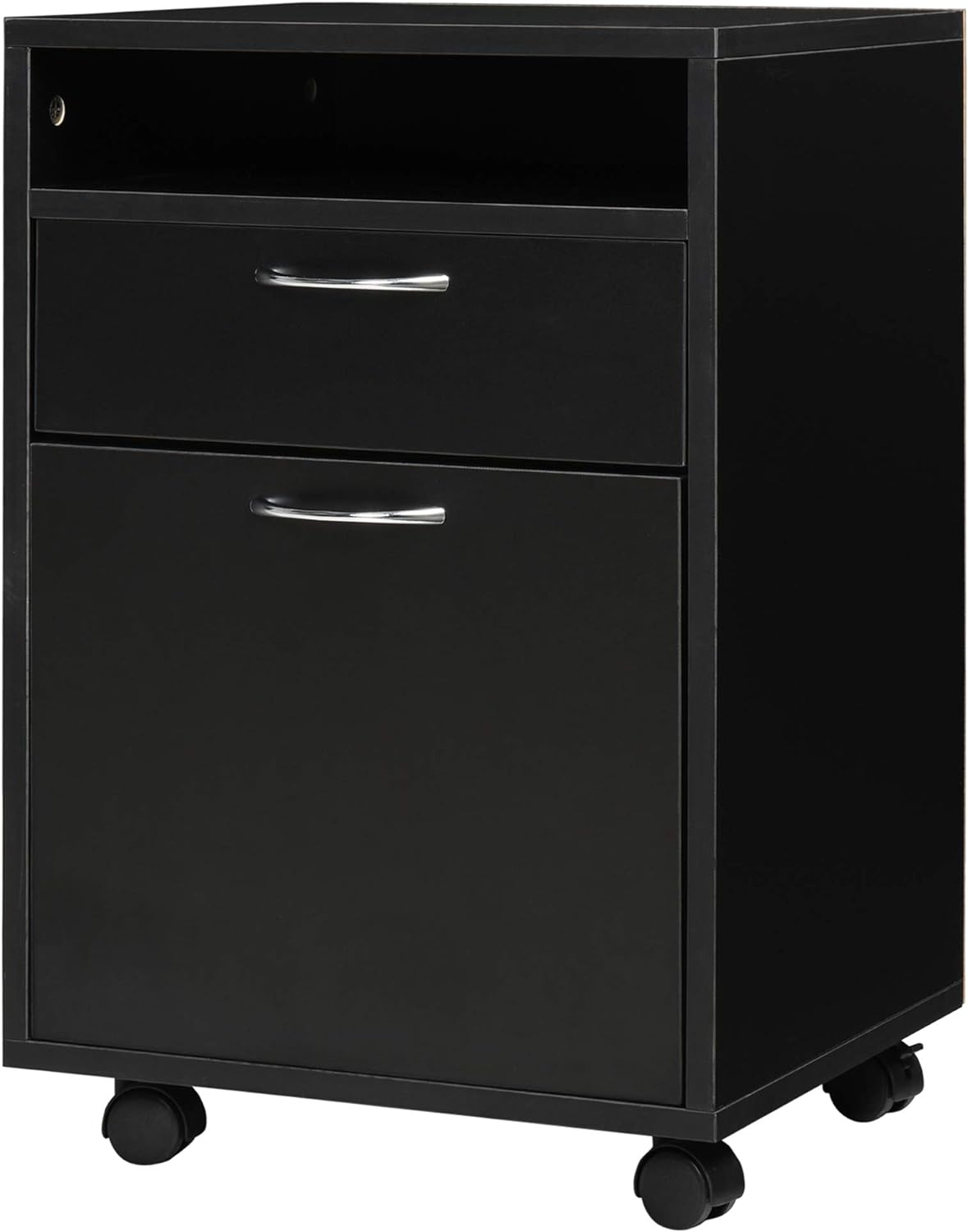 Black Mobile File Cabinet with Lockable Drawer D546658
