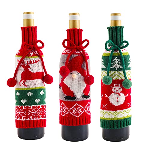 Knitted Christmas Wine Bottle Cover 3PCS X64696