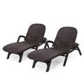 Dark Brown Faux Wicker Chaise Lounges Set of 2 O79167