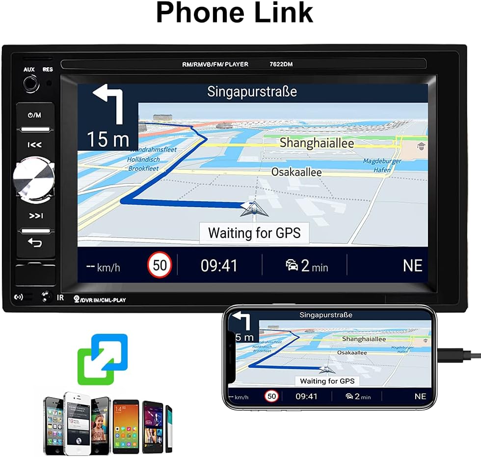 6.2 Inch Double Din Touch Screen Car Stereo with Bluetooth FM Receiver W844158