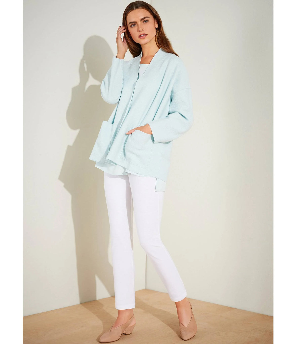 White Stretch Crepe Slim Ankle Pant F1979