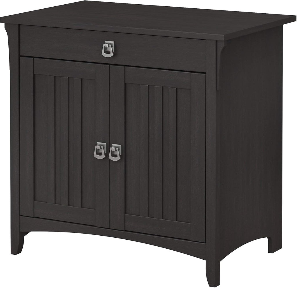 Secretary Desk with Keyboard Tray and Storage Cabinet in Cape Cod Gray Z26799