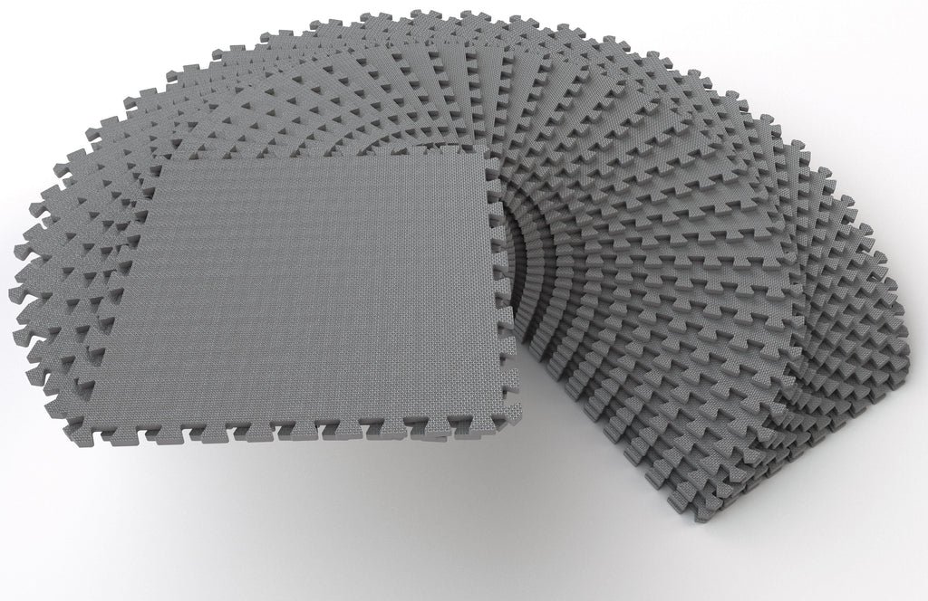 1 In. Thick EVA Foam Interlocking Exercise Mat, 18 Piece, Black Y481226