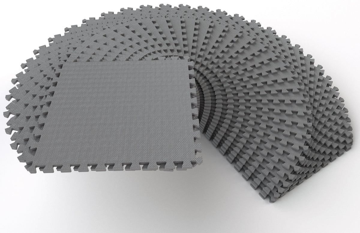 1 In. Thick EVA Foam Interlocking Exercise Mat, 18 Piece, Black Y481226
