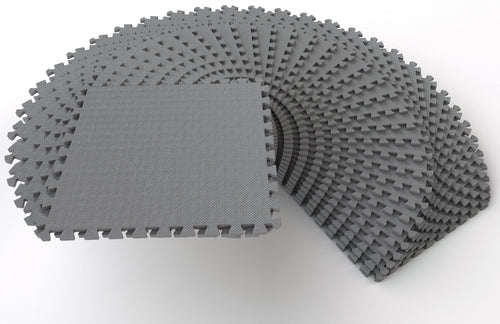 1 In. Thick EVA Foam Interlocking Exercise Mat, 18 Piece, Black Y481226