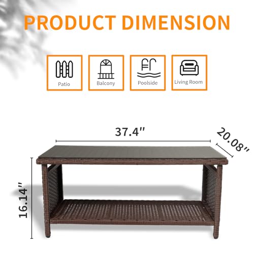 Brown Wicker Coffee Table with Storage N218134