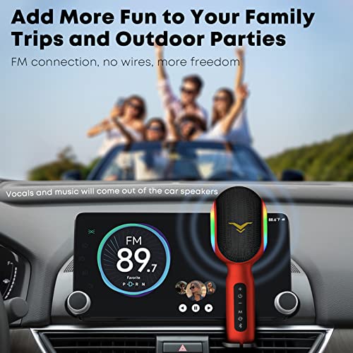 Wireless Bluetooth Karaoke Microphone, 5-in-1 Portable Handheld Mic Speaker with RGB Lights Z37680