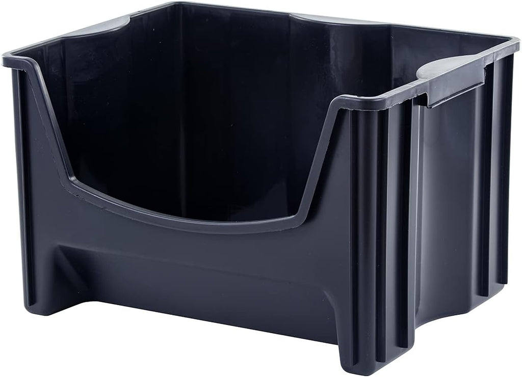 Black Pack of 3 Stackable Storage Bins E488205
