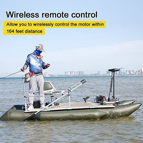 White 12V 55LBS 54inch Bow Mount Trolling Motor with Remote Control W5497