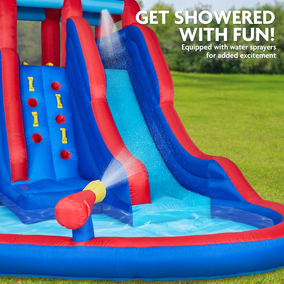 Inflatable Water Slide Park with 2 Slides & Splash Pool Z442
