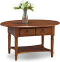Coastal Oval Coffee Table with Shelf, Pecan F3222