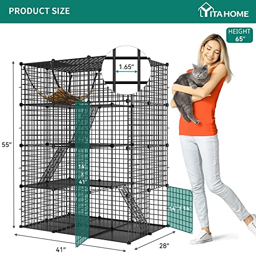 4-Tier Metal Wire Cat Enclosure with Hammock B579