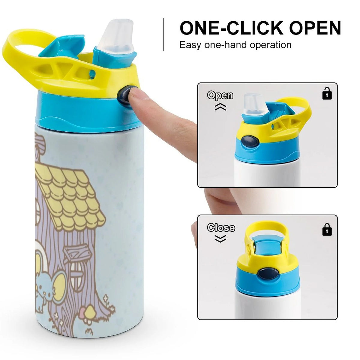 Stainless Steel Vacuum Insulated Children's Water Bottle with Straw Q490