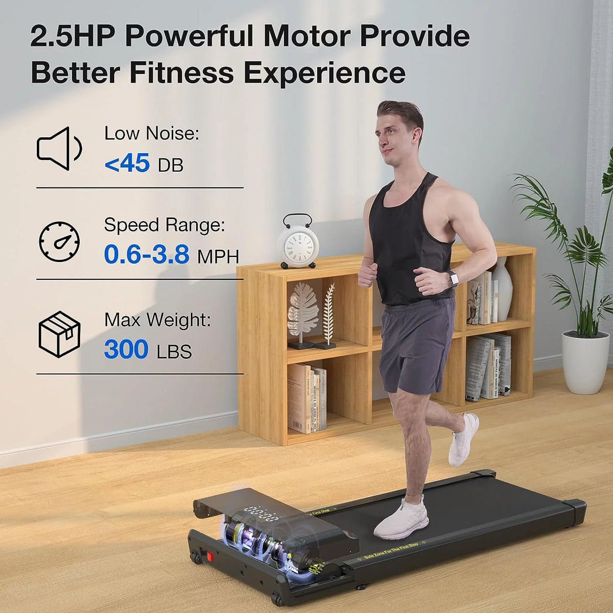0.6-3.8 MPH 2 in 1 Walking Treadmill White O4717
