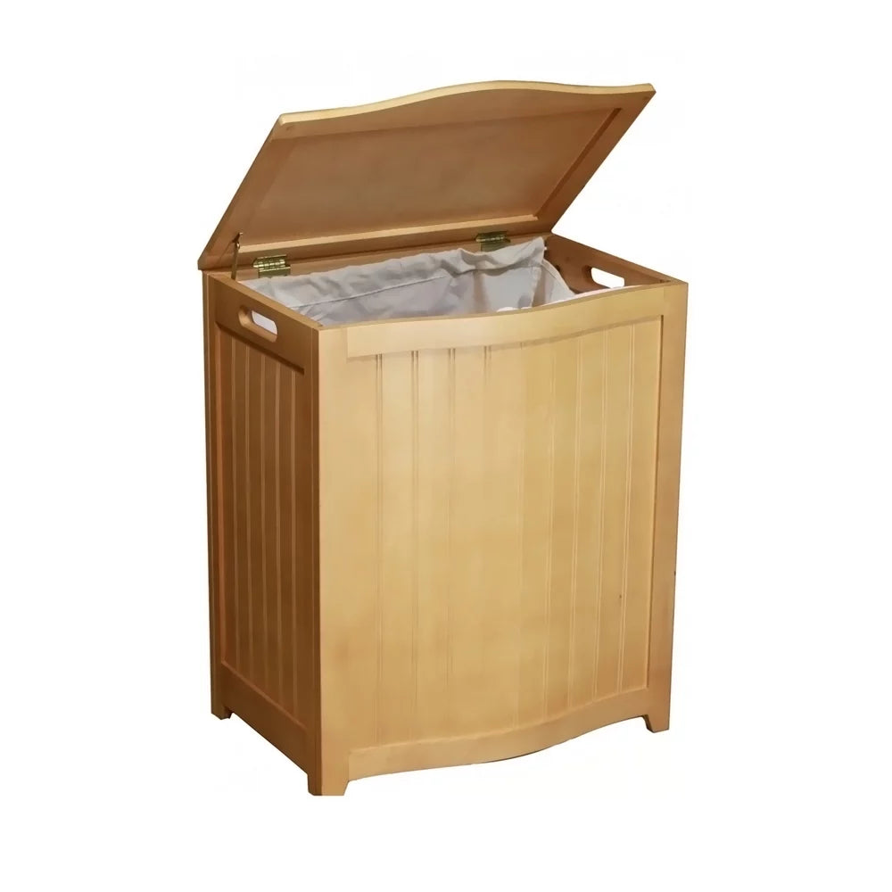 Natural Finished Wood Laundry Hamper with Interior Bag Z969