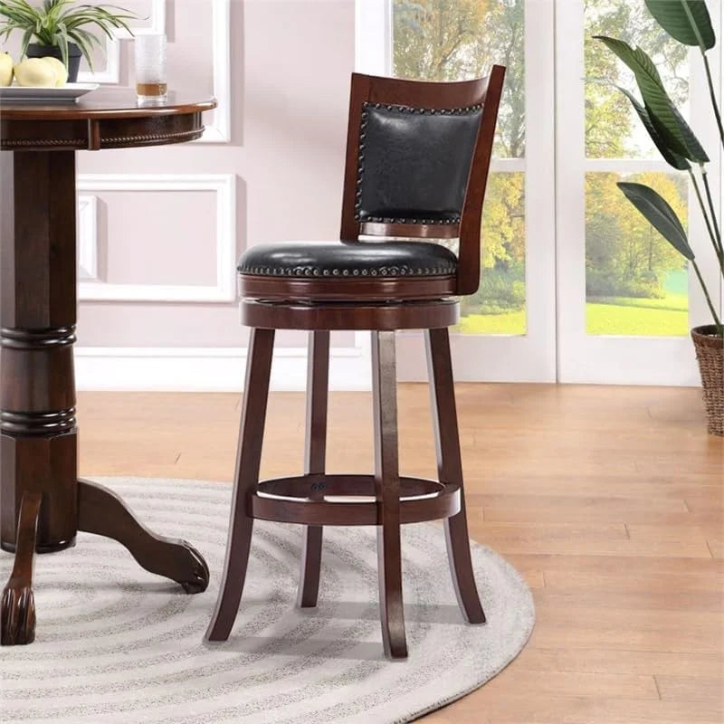 29" Mid-Century Faux Leather Swivel Stool U979104
