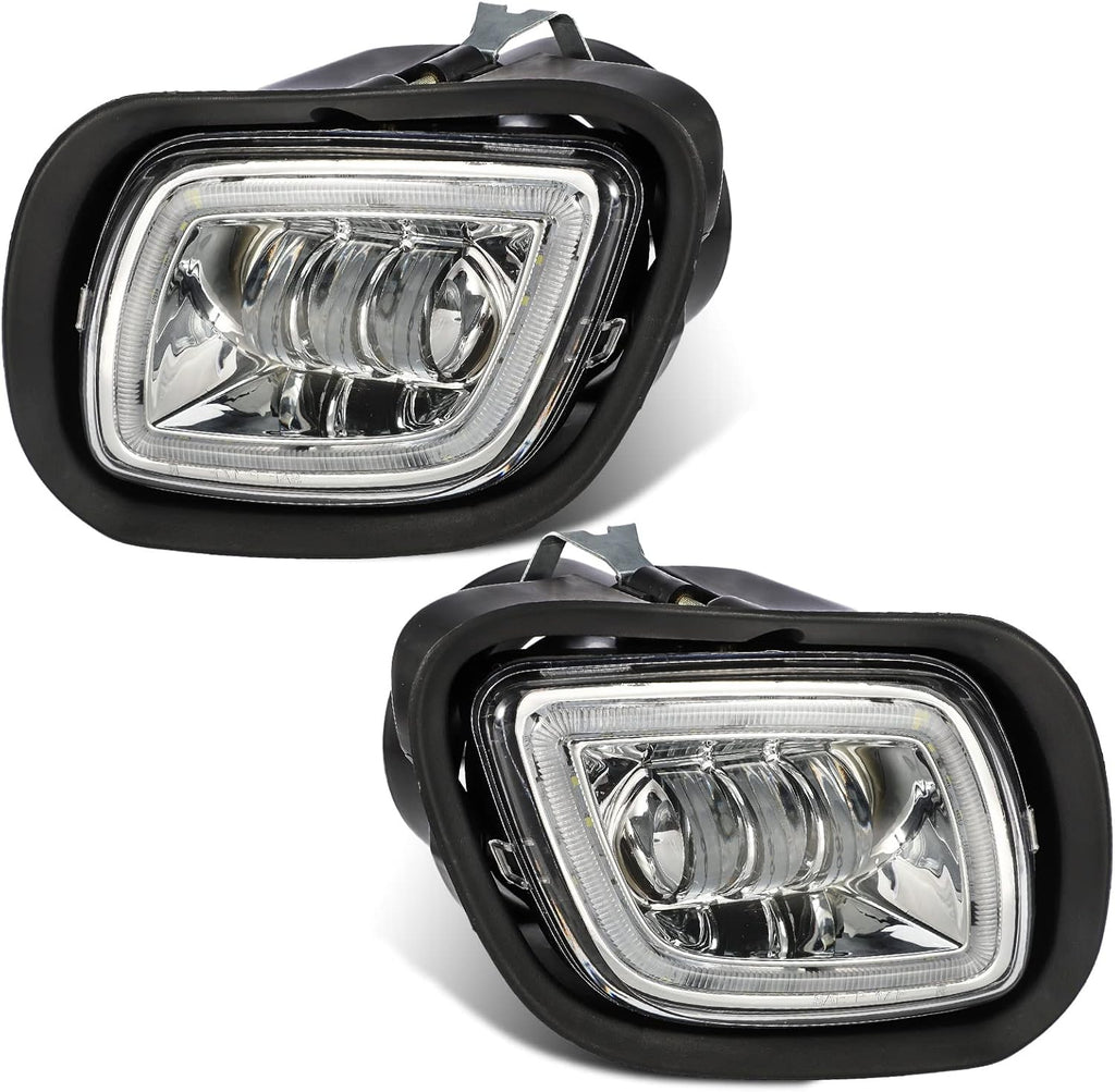 Pair Fog Lights with LED Halo Ring Clear Lens White Light 12V Y421233