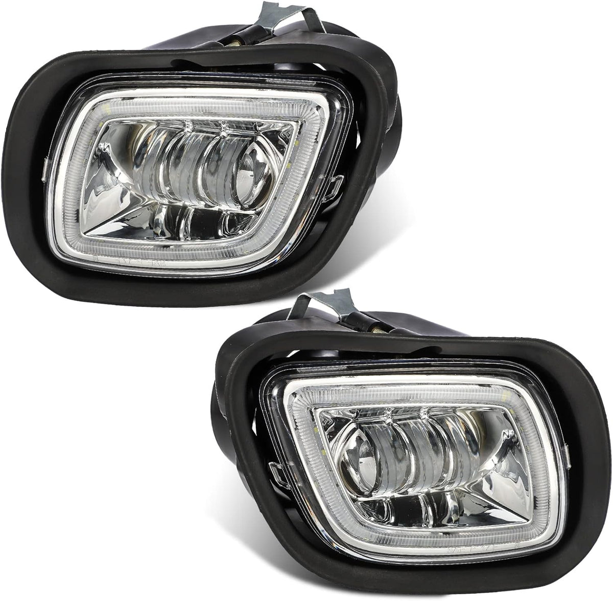 Pair Fog Lights with LED Halo Ring Clear Lens White Light 12V Y421233