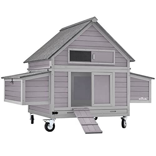 Portable Chicken Coop with Wheels and Nesting Box O544