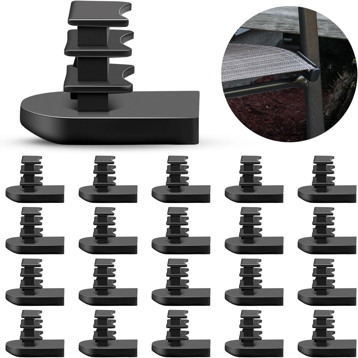 30 Pcs Black Nylon Oval Sling Rail End Caps C267